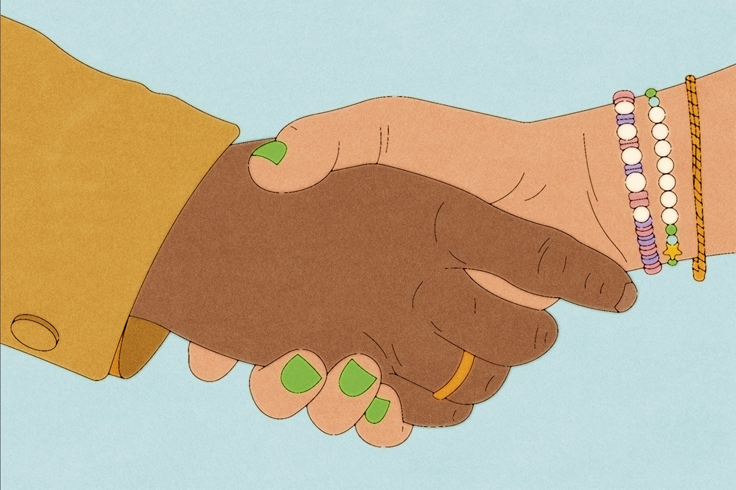 Two hands clasped together